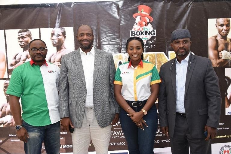 L-R: Chidozie Bede-Nwokoye, GOtv Senior Marketing Manager; Jenkins Alumona, Chief Executive Officer, Flykite Production; Jennifer Ukoh, GOtv Public Relations Manager and Remi Aboderin, NBB of C Secretary-General during the GOtv Boxing Night 17 Press Conference held at The Regent Hotel, Ikeja GRA