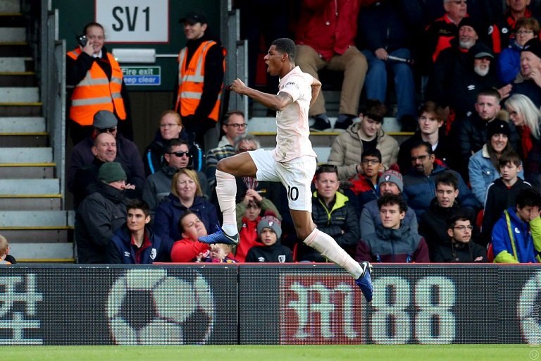 Marcus Rashford scored an injury-time winner as Manchester United came from behind to beat Bournemouth