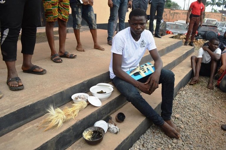 Olabisi Onabanjo University students were arrested for cyber crime with juju, telephones and laptops in their possession