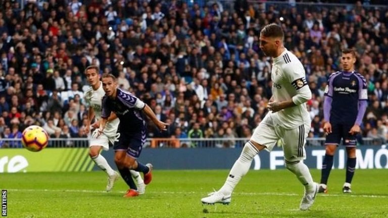 Sergio Ramos' last five La Liga goals have all come from penalties