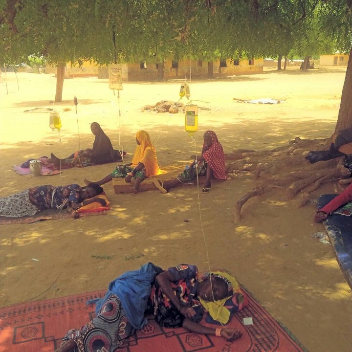When the renovation kicked off patients were relocated under a tree where they received treatment