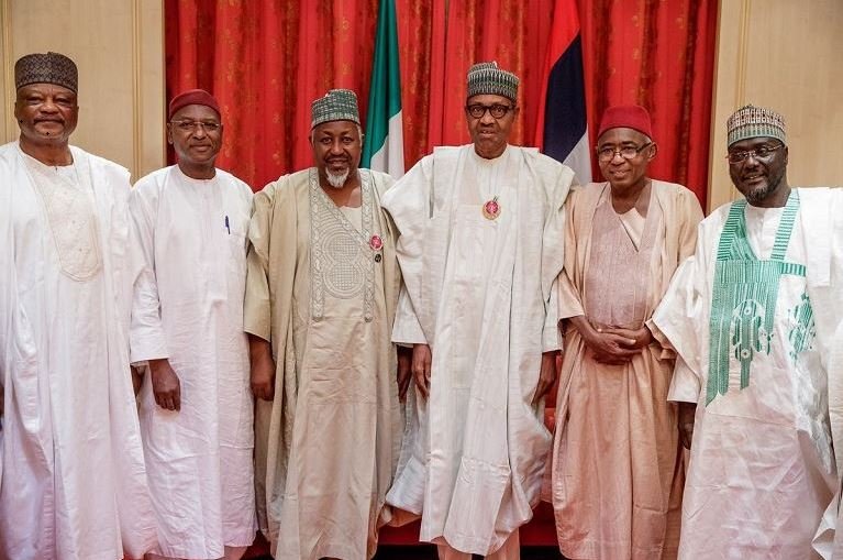 President Buhari welcomes a group of Kano political leaders including former deputy governor, Professor Hafiz Abubakar