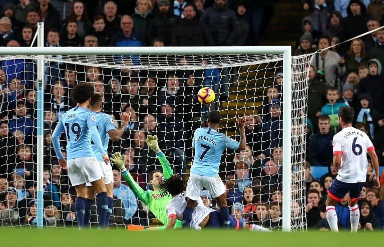 Raheem Sterling scored his eight league goal against Bournemouth at the Etihad Stadium