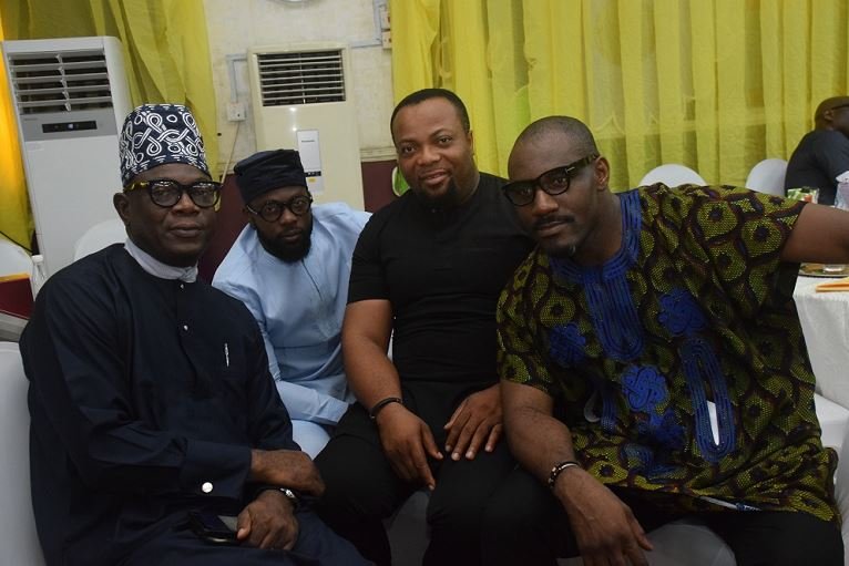 Toni Kan with friends at Pa Onwordi's 75th birthday