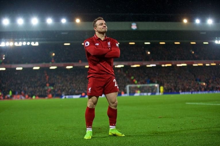 Xherdan Shaqiri came off the bench and scored twice for Liverpool against Manchester United