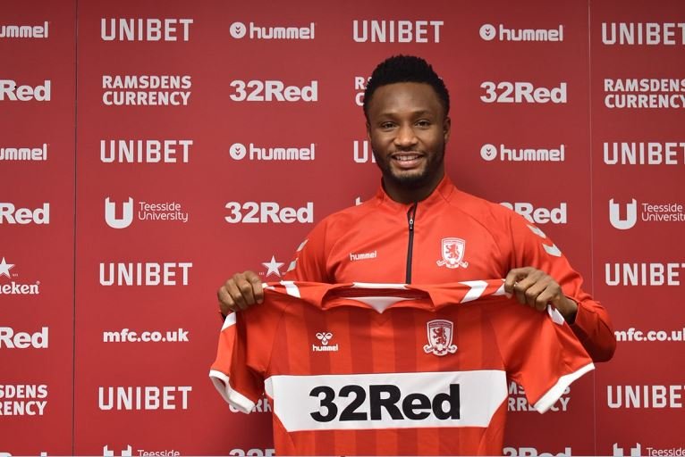 John Mikel Obi has completed his transfer to Championship side Middlesbrough
