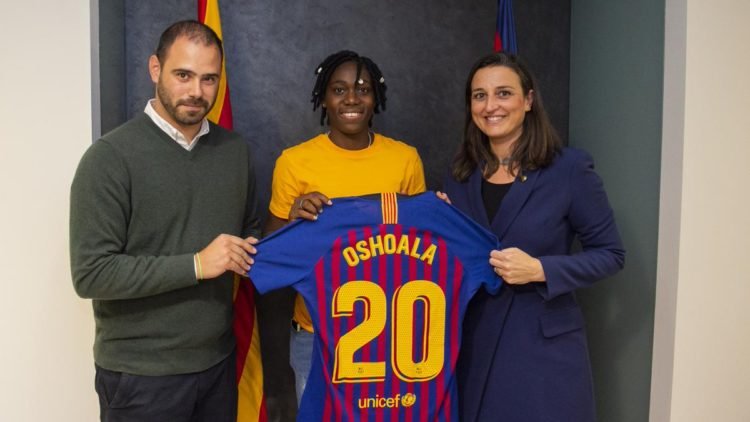Asisat Oshoala unveiled at FC Barcelona