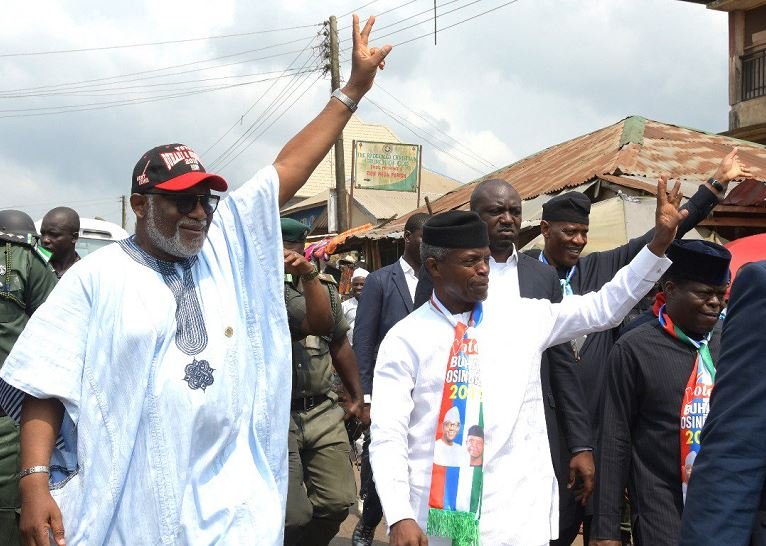 Governor Rotimi Akeredolu and Vice President Yemi Osinbajo in Okitipupa, Ondo State