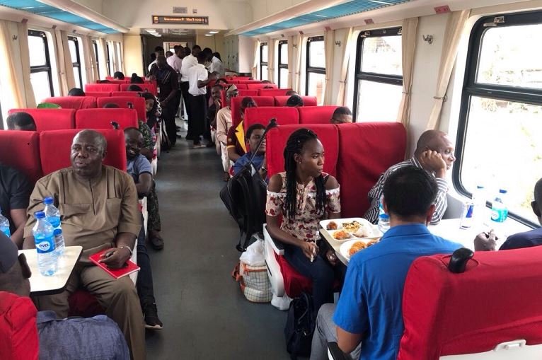 Transportation Minister, Rotimi Amaechi on the newly commissioned Lagos-Abeokuta rail