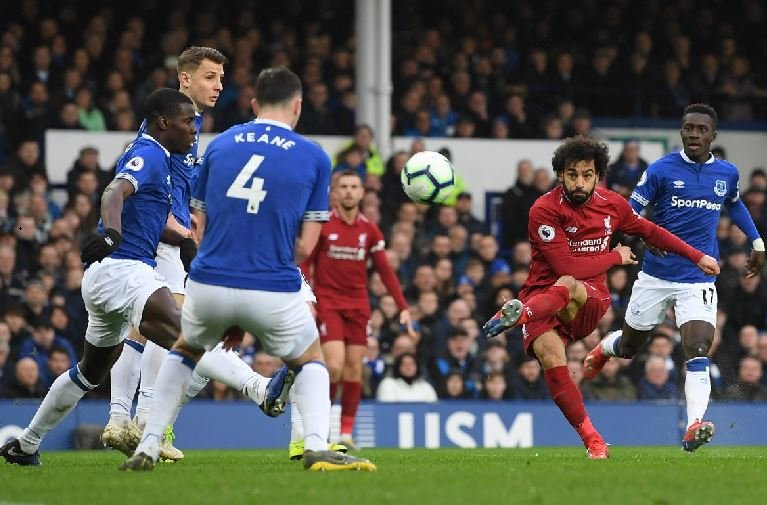 Top of the table, Everton plays champions Liverpool at lunch time