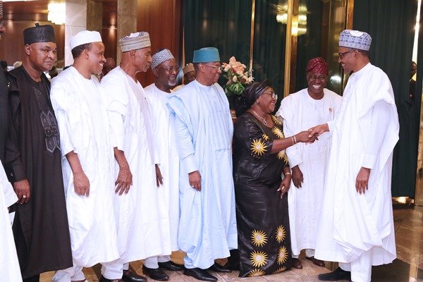 President Muhammadu Buhari receives non-career Ambassadors at the State House in Abuja