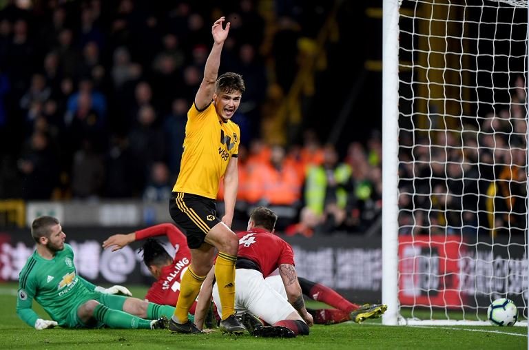 Chris Smalling scored an own goal after a collision with his goalkeeper, David de Gea