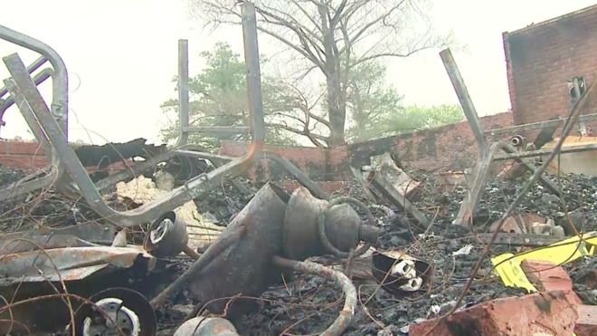 Debris at one of the church fires in Louisiana's St. Landry Parish