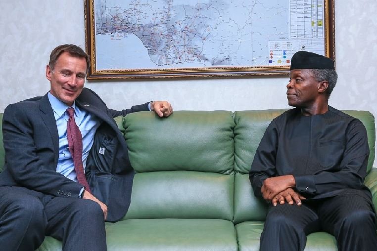 Vice President Yemi Osinbajo with United Kingdom Foreign Secretary, Mr. Jeremy Hunt