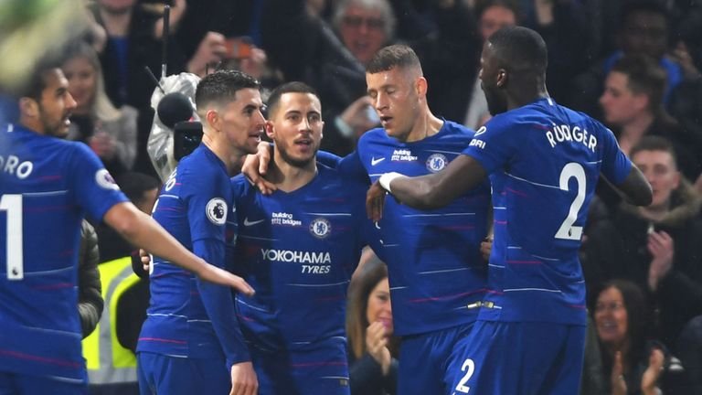 Eden Hazard scored twice to move Chelsea up to third