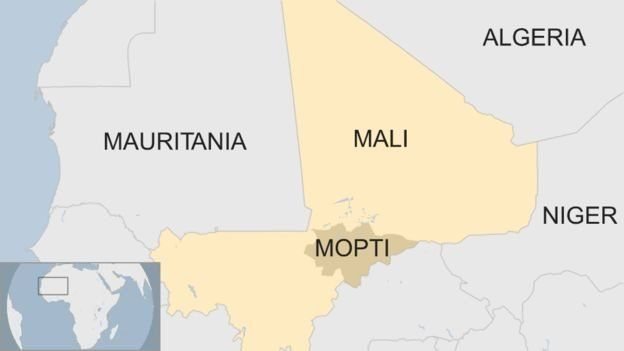 Mali on the map of Africa