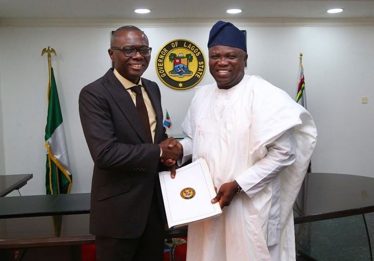 Governor Akinwunmi Ambode and his successor Babajide Sanwo-Olu