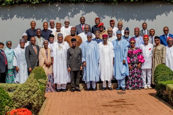 President Buhari, VP Osinbajo and ministers after the valedictory session on Wednesday
