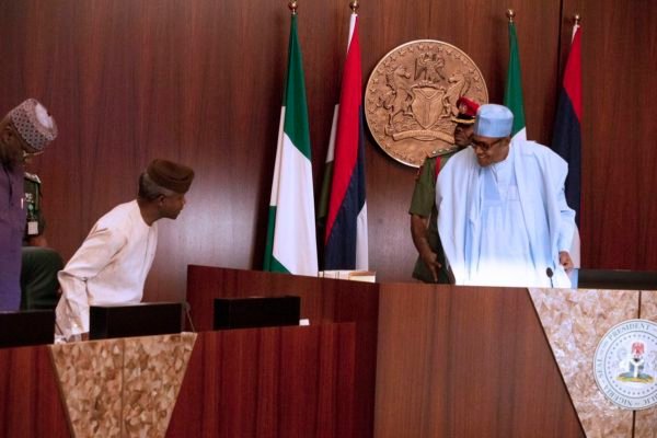 President Buhari and VP Osinbajo at the longest cabinet meeting on Wednesday