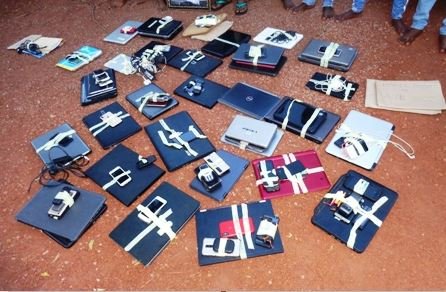 Tablets and smartphones recovered from the alleged Yahoo Boys in Imo State