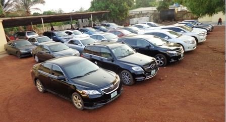 Vehicles recovered from the alleged Yahoo Boys in Imo State