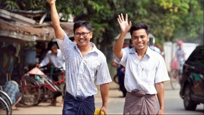 Wa Lone and Kyaw Soe Oo were freed along with thousands of other prisoners