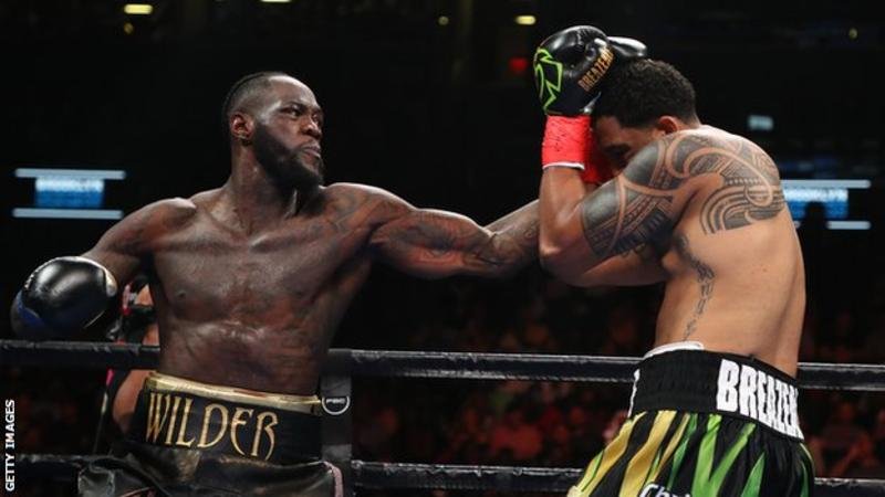 Deontay Wilder has a record of 41 wins and a draw from 42 bouts