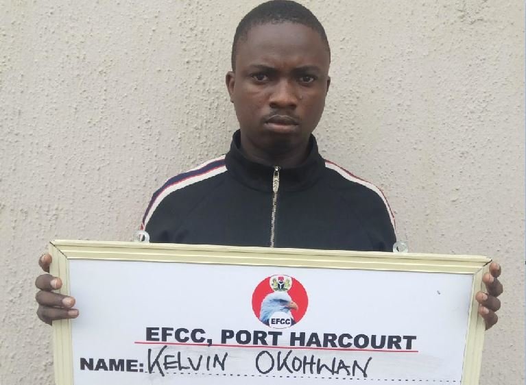 Kelvin Okowhan was arrested by EFCC following complaints from members of the public on Facebook