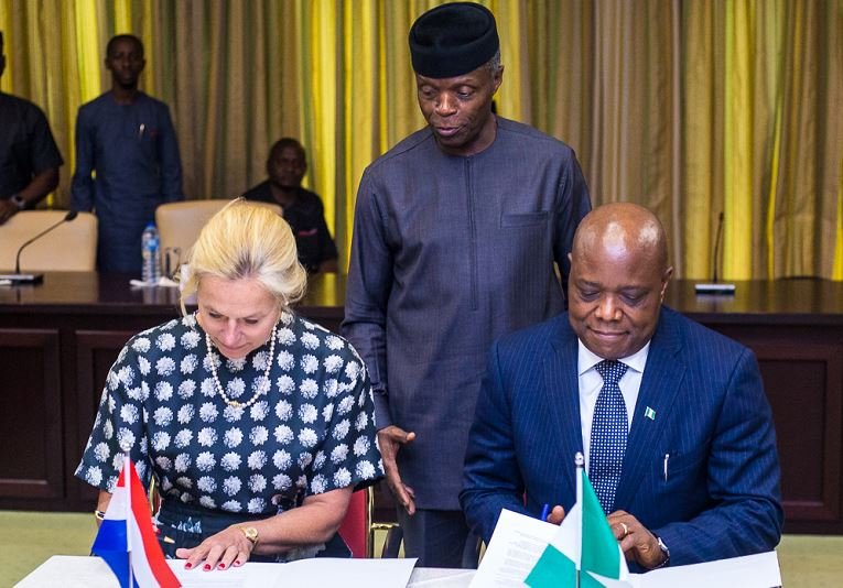 Vice President Yemi Osinbajo, SAN, receives in audience a delegation from Netherlands led by Netherlands Trade Minister, Mrs. Sigrid Kaag