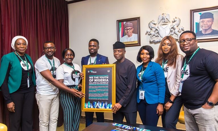 Vice President Yemi Osinbajo receives in audience memebrs of ONE campaign at the State House, Abuja