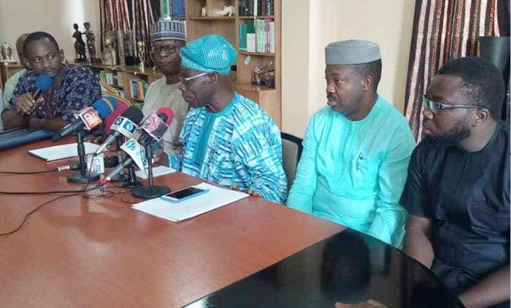 Former President Olusegun Obasanjo (middle) during the meeting in Abeokuta, Ogun State