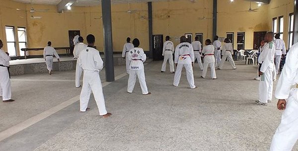 Nigerian Taekwondo athletes during a training session