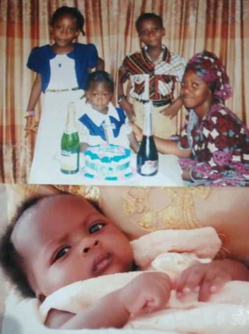 Pastor Isaac Pada's wife and his children in two family pictures provided by him