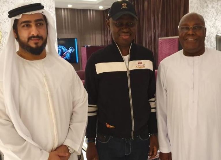 Alhaji Atiku Abubakar (right), Timi Frank and an unidentified associate in Dubai