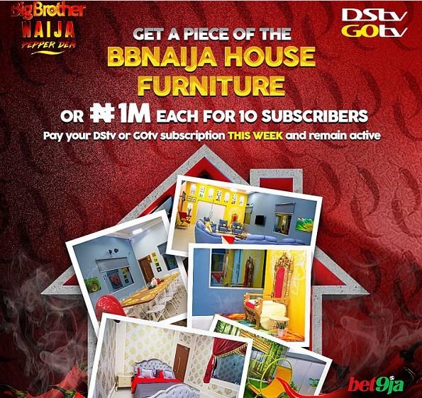 DStv and GOtv subscribers stabd a chance to win furnitures of N1m each