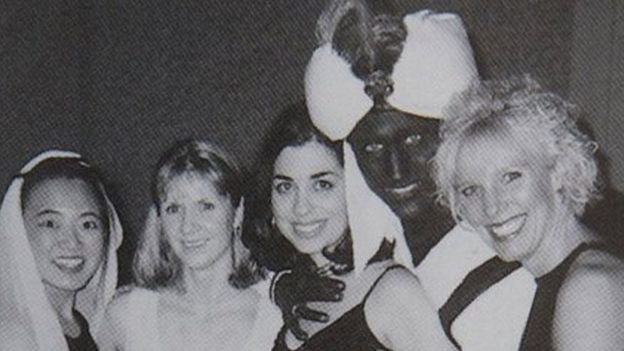 PM Justin Trudeau with a blackface in a yearbook