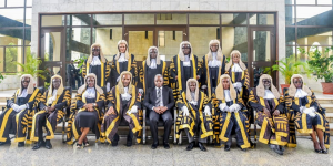 VP Osinbajo in a group photo with Chief Justice of Nigeria, Justice, Ibrahim Tanko Muhammad, CFR, and other Justices.