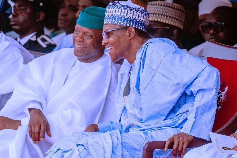 President Muhammadu Buhari and Vice President Yemi Osinbajo during the 59th Independence Day celebration in Abuja on 1 October