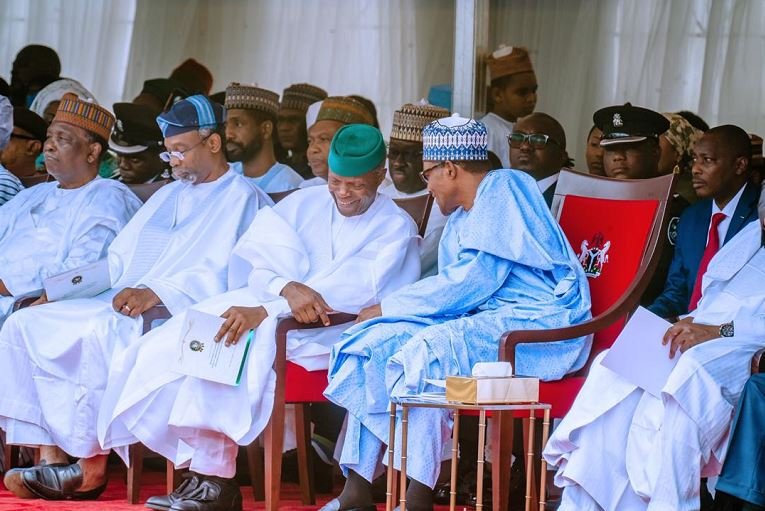 President Muhammadu Buhari and Vice President Yemi Osinbajo during the 59th Independence Day celebration in Abuja on 1 October