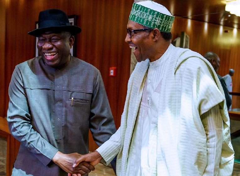 President Muhammadu Buhari receives former President Goodluck Jonathan at the State House on Thursday