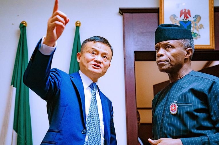 Alibaba chairman, Jack Ma and Vice President Yemi Osinbajo of Nigeria