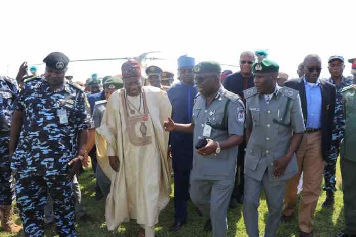 Communications Minister Lai Mohammed and senior Customs officials
