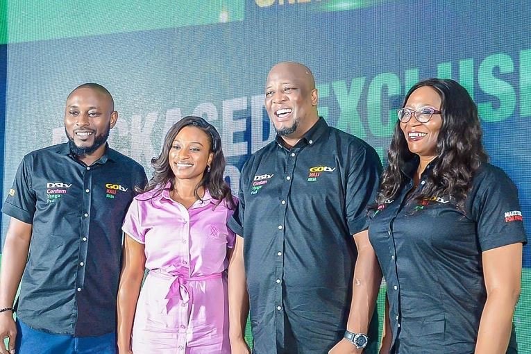 L-R: Tope Oshunkeye, Executive Head, Marketing, MultiChoice Nigeria; Busola Tejumola, Executive Head, Content, MultiChoice Nigeria; Martin Mabutho, Chief Customer Officer, MultiChoice Nigeria and Caroline Oghuma, Executive Head, Corporate Affairs, MultiChoice Nigeria at the Launch of new DStv and GOtv packages for Nigeria held today 19th of November, 2019