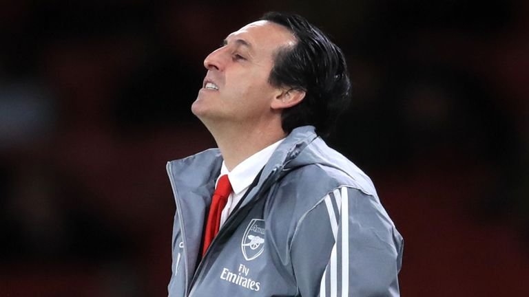 Arsenal manager Unai Emery saw his side lose to Eintracht Frankfurt