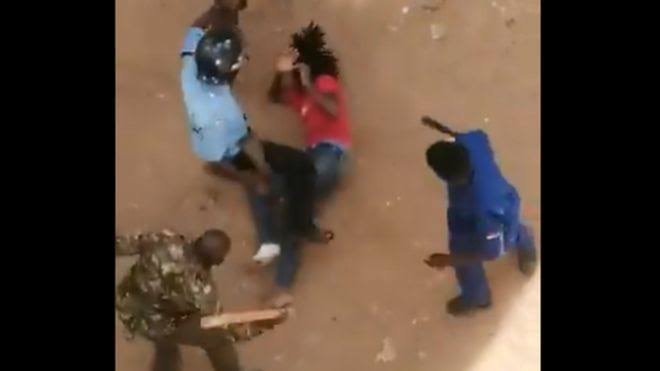 The video shows Kenya police officers beating a student