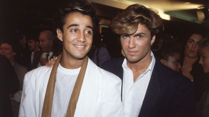 Andrew Ridgeley (L) and George Michael of Wham in their 80s heyday