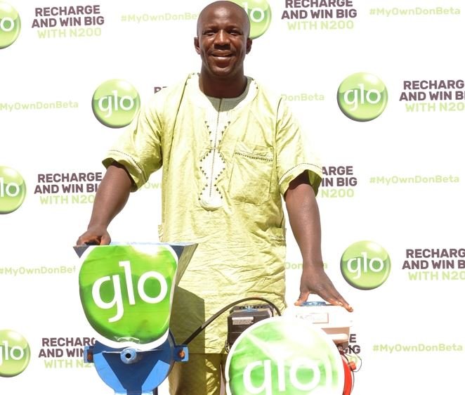 Fatai Abass, a visually impaired man won in the ongoing Globacom promo