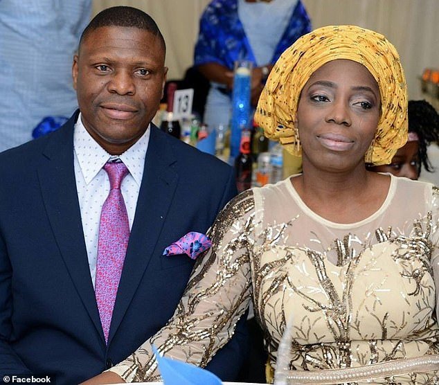 Gabriel Diya is pictured with his wife Olubunmi, who was on holiday with him and their three children when the tragedy struck on Christmas Eve