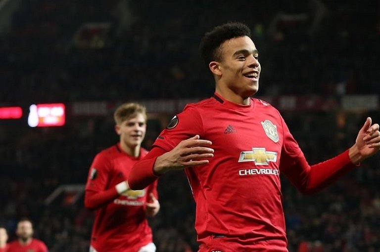 Mason Greenwood is the youngest player to score twice in the same game in Europe for Manchester United, aged 18 years and 72 days