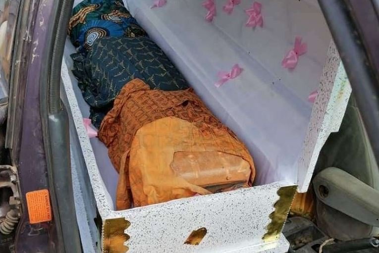 Petrol in jerry cans were concealed inside a casket